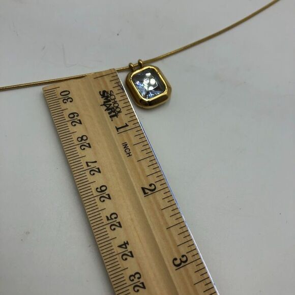 18K Gold Plated Women's Statement Necklace Square Cubic Zirconia Pendant - Picture 11 of 13